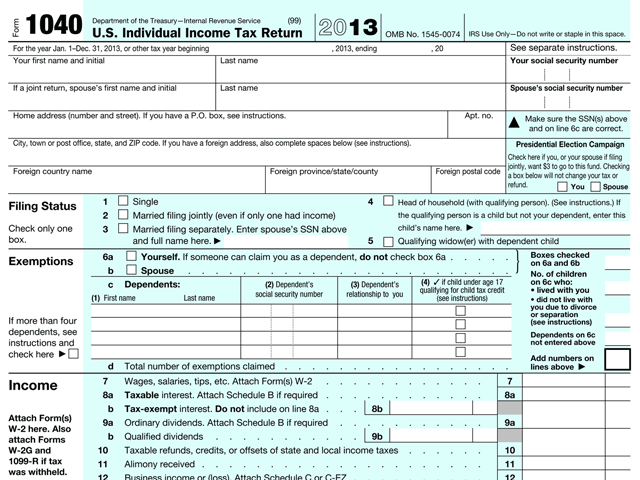 To qualify for sizable health insurance subsidies, taxpayers must estimate incomes a year in advance. If they underestimate, refunds are due when they file their next 1040. (Image courtesy of the IRS)